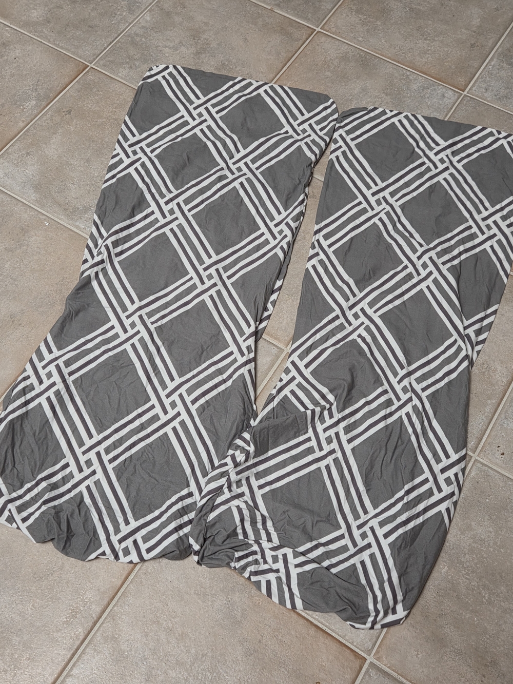Gray and White Geometric Fitted Chair Covers 2PC